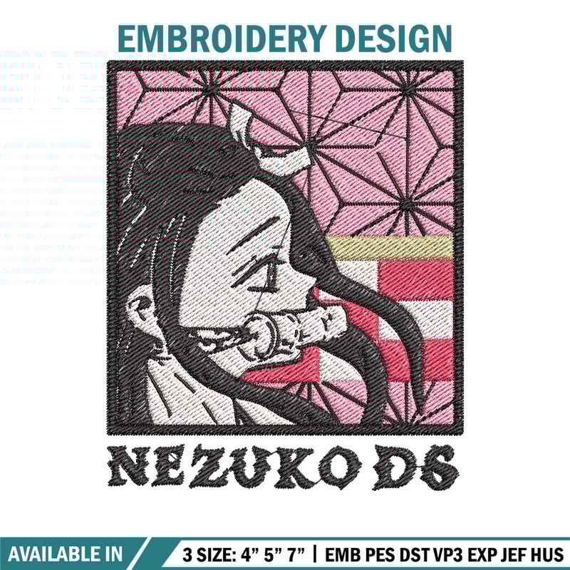 Nezuko ds embroidery design, Nezuko embroidery, Embroidery shirt, Embroidery file, Anime design, Digital download.jpg