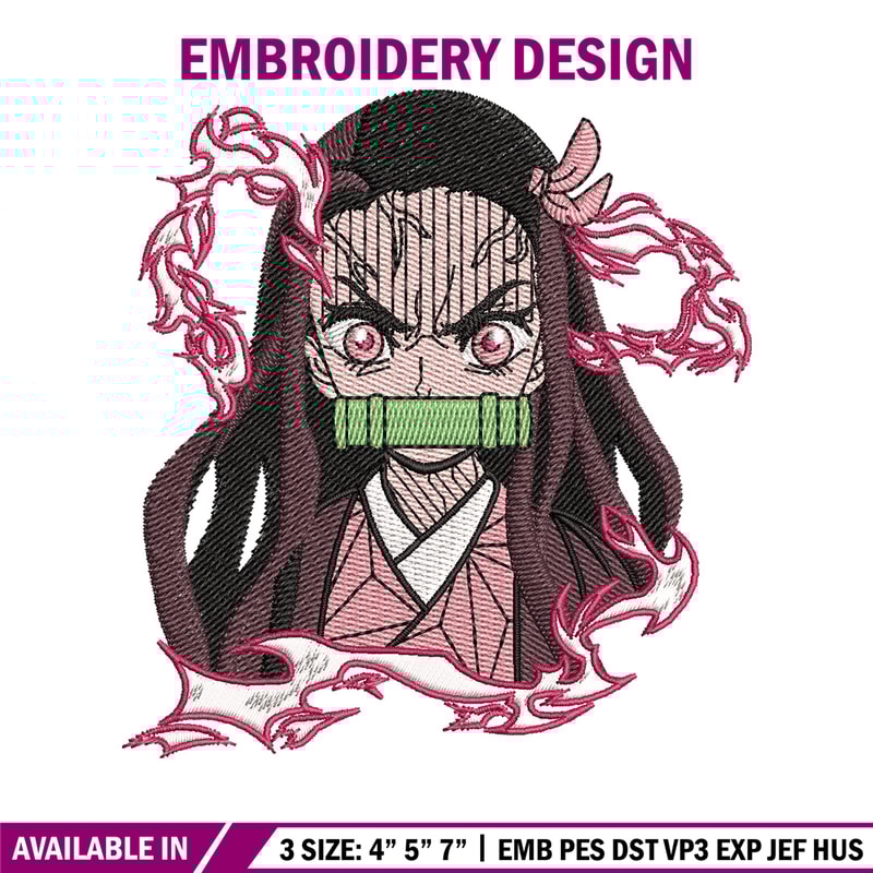 Nezuko angry embroidery design, Neuzko embroidery, Anime design, Embroidery shirt, Embroidery file, Digital download.jpg