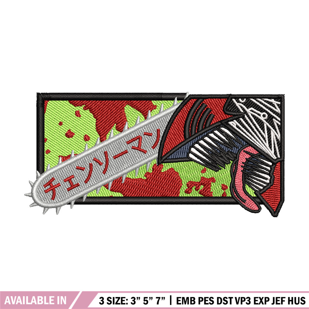 Chainsaw box embroidery design, Chainsaw embroidery, Anime design, Embroidery shirt, Embroidery file, Digital download.jpg