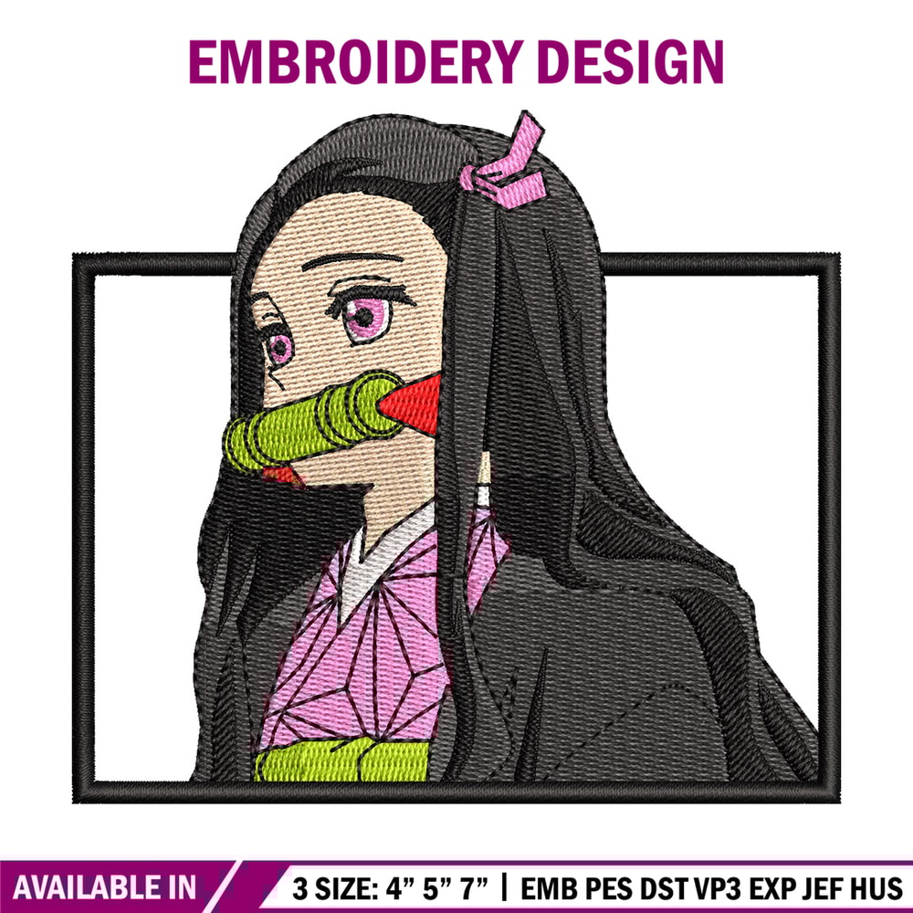 Nezuko bamboo box embroidery design, Nezuko embroidery, Anime design, Embroidery shirt, Embroidery file,Digital download.jpg