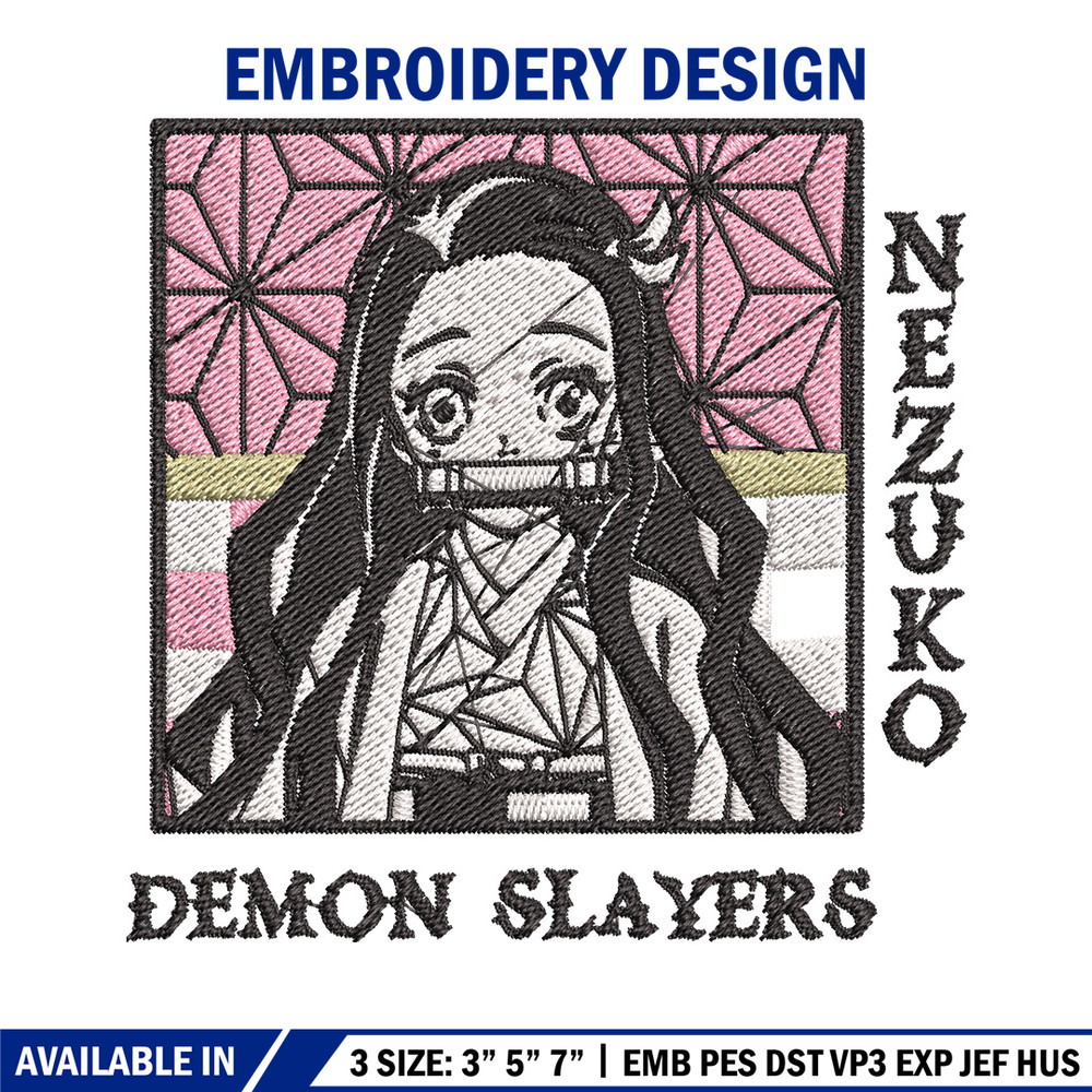 Nezuko frame embroidery design, Nezuko embroidery, Embroidery shirt, Embroidery file, Anime design, Digital download.jpg