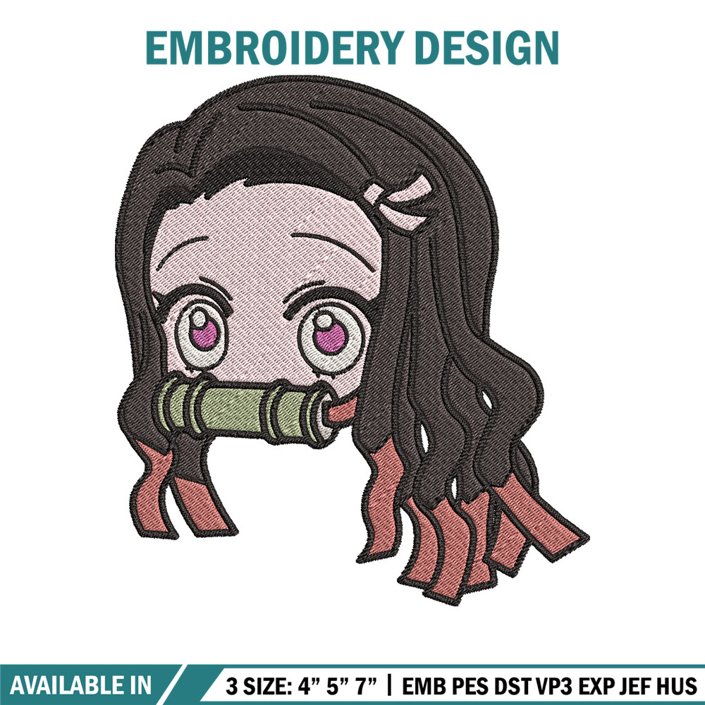 Nezuko head embroidery design, Nezuko embroidery, Embroidery shirt, Embroidery file, Anime design, Digital download.jpg