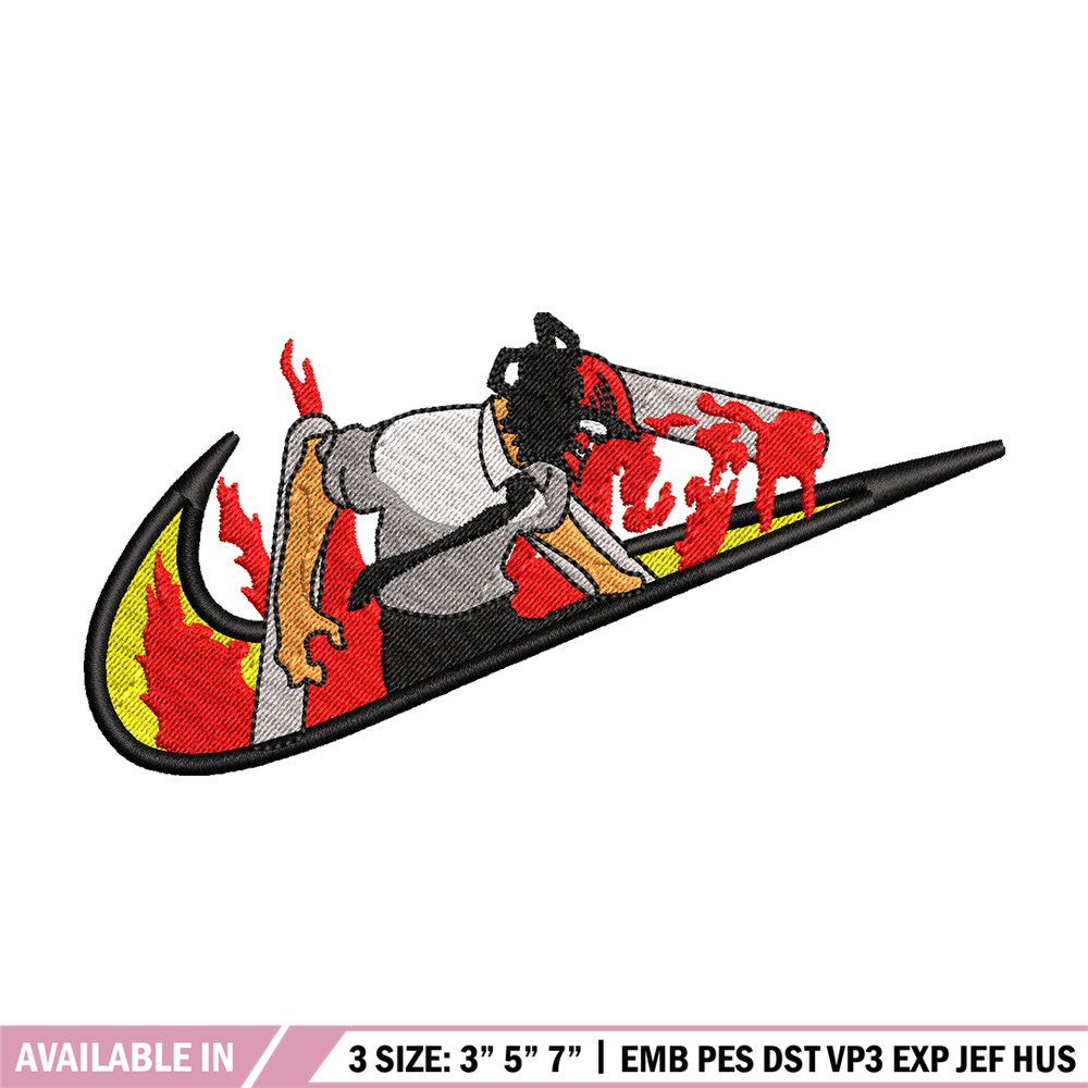 Chainsaw man Nike embroidery design, Chainsaw man embroidery, Nike design, anime design, anime shirt, Digital download.jpg