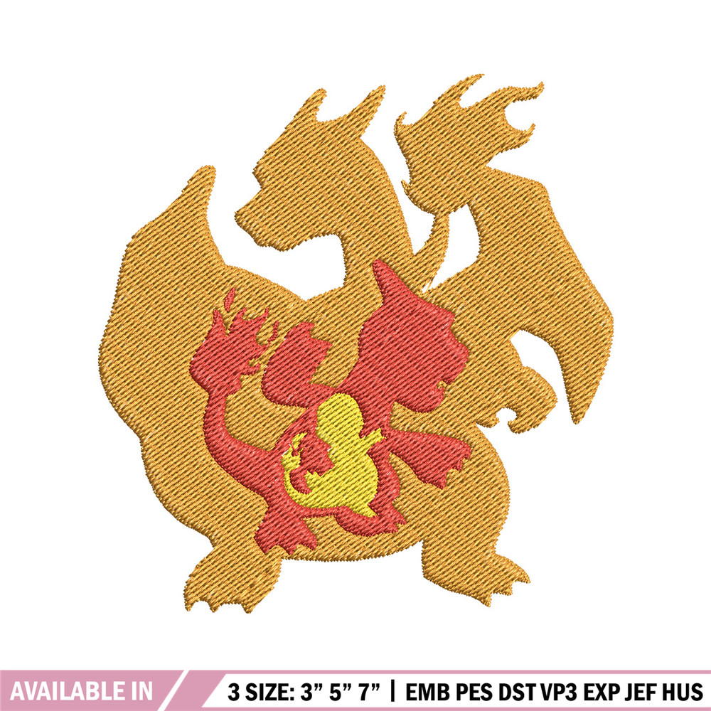 Charizard embroidery design, Pokemon embroidery, Anime design, Embroidery file, Digital download, Embroidery shirt.jpg