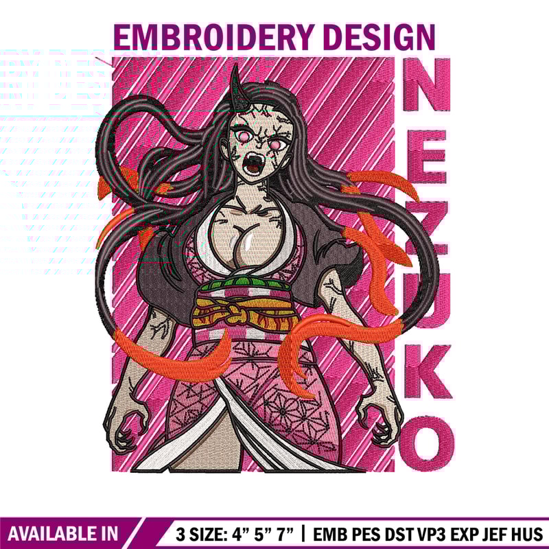Nezuko demon embroidery design, Nezuko embroidery, Anime design, Embroidery shirt, Embroidery file, Digital download.jpg