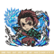 Tanjiro water breathing dragon chibi embroidery design, Kimetsu no Yaiba embroidery, anime design, Digital download.jpg