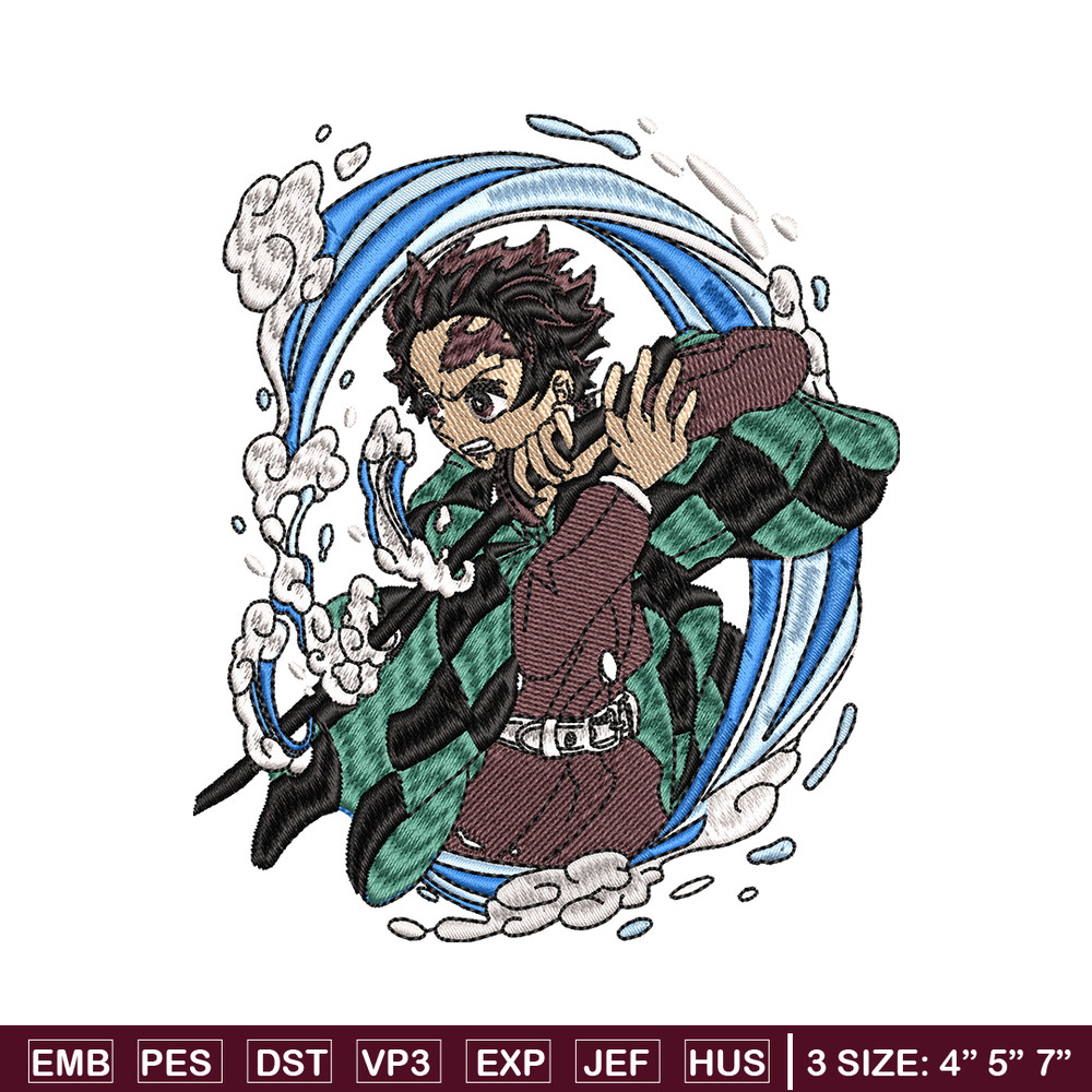 Tanjiro water breathing embroidery design, Kimetsu no Yaiba embroidery, anime design, anime shirt, Digital download.jpg
