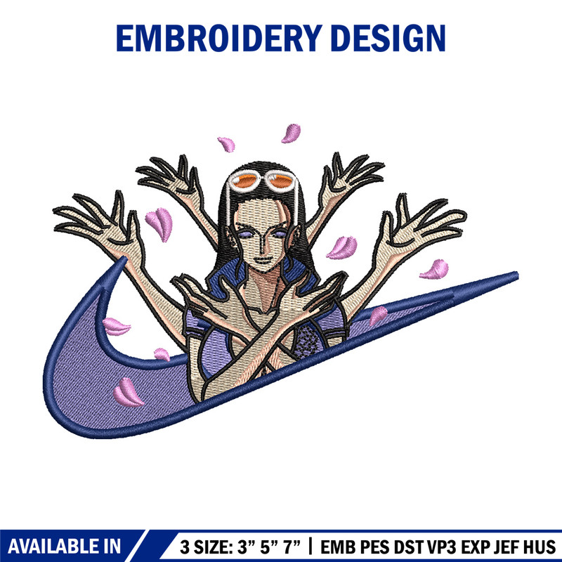 Nico robin embroidery design, One piece embroidery, Nike design, Embroidery shirt, Embroidery file, Digital download.jpg