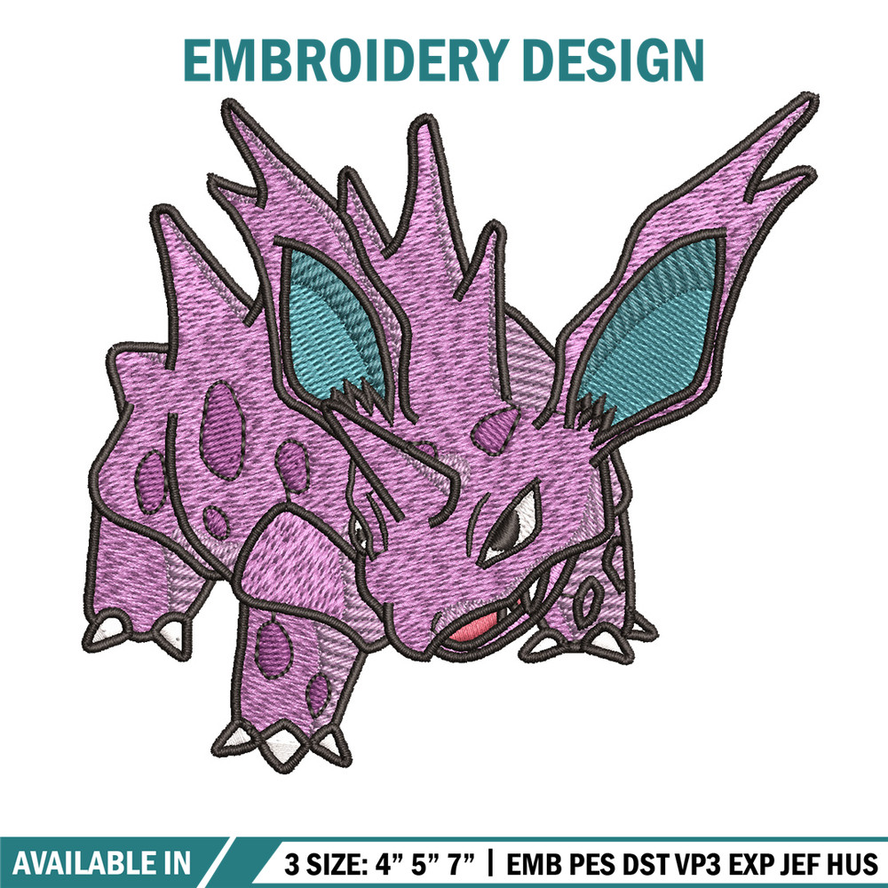 Nidorino embroidery design, Pokemon embroidery, Anime design, Embroidery shirt, Embroidery file, Digital download.jpg