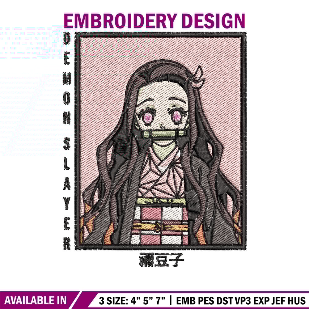 Nezuko embroidery design, Nezuko embroidery, Embroidery shirt, Embroidery file, Anime design, Digital download.jpg