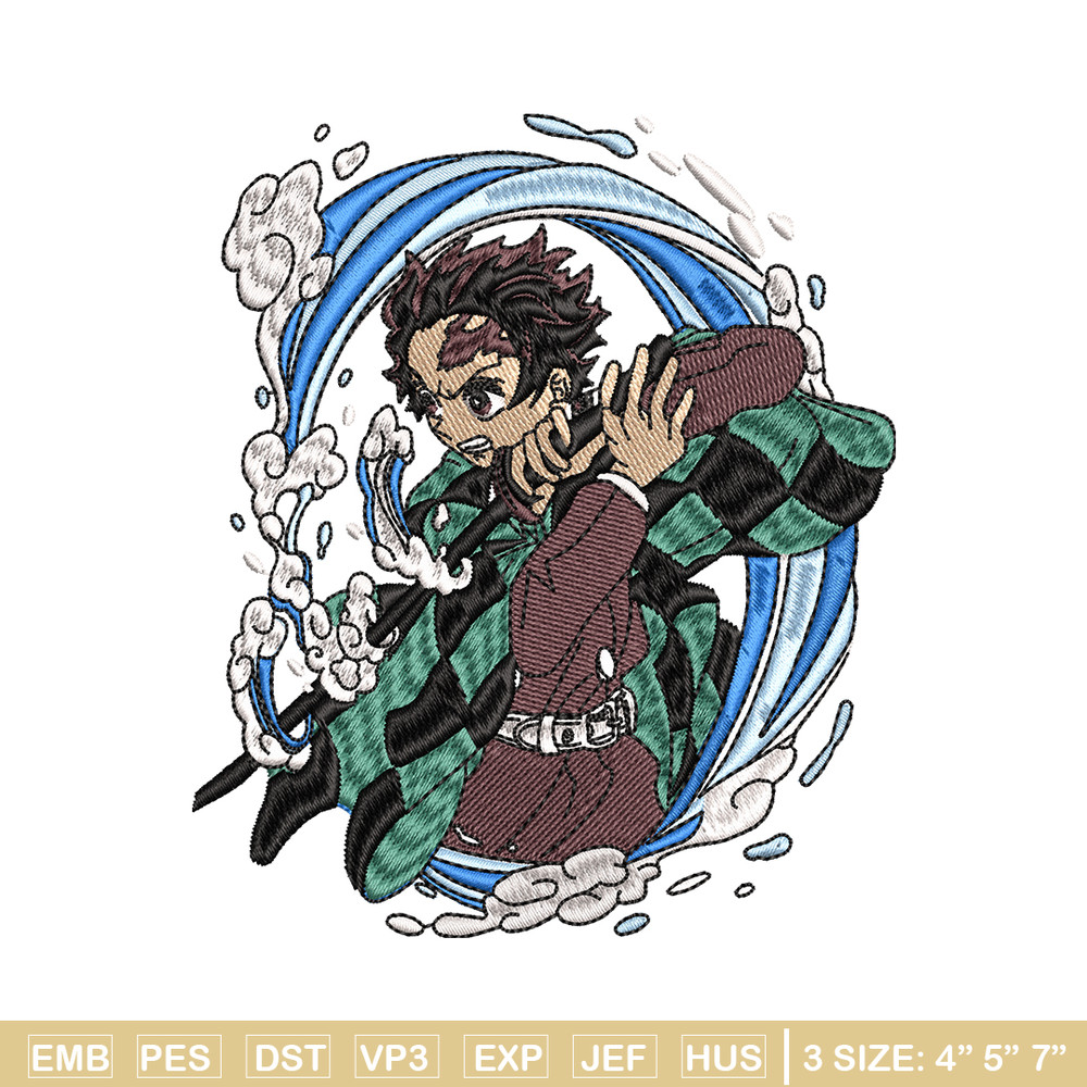 Tanjiro water breathing embroidery design, Kimetsu no Yaiba embroidery, anime design, anime shirt, Digital download.jpg