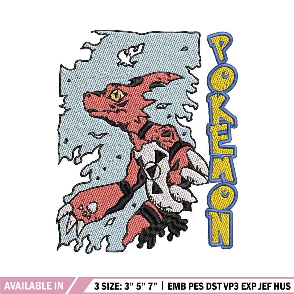 Charmeleon embroidery design, Pokemon embroidery, Anime design, Embroidery file, Digital download, Embroidery shirt.jpg