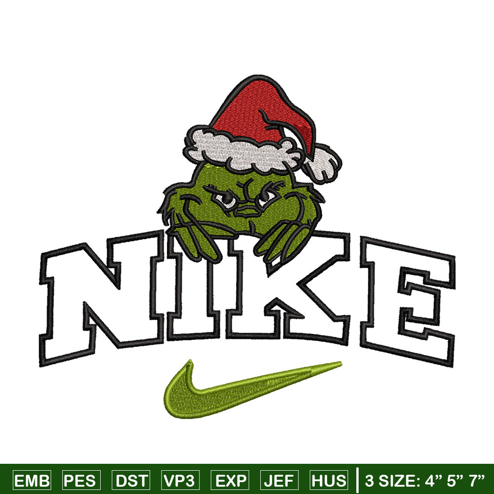 The Grinch Nike embroidery design, The Grinch embroidery, Nike design, Embroidery file, logo shirt, Instant download..jpg