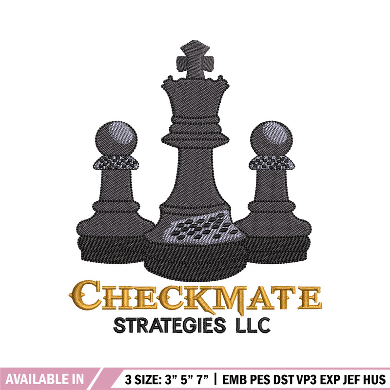 Check mate embroidery design, Chess embroidery, Embroidery file, Embroidery shirt, Emb design, Digital download.jpg