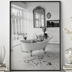 women in bathtub print, bathroom poster, black and white wall art, photography prints, fashion print, wall art decor.jpg