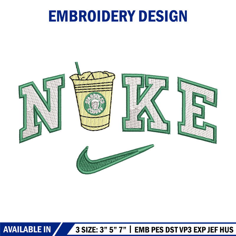 Nike coffee embroidery design, Starbuck embroidery, Nike design, Embroidery shirt, Embroidery file,Digital download.jpg
