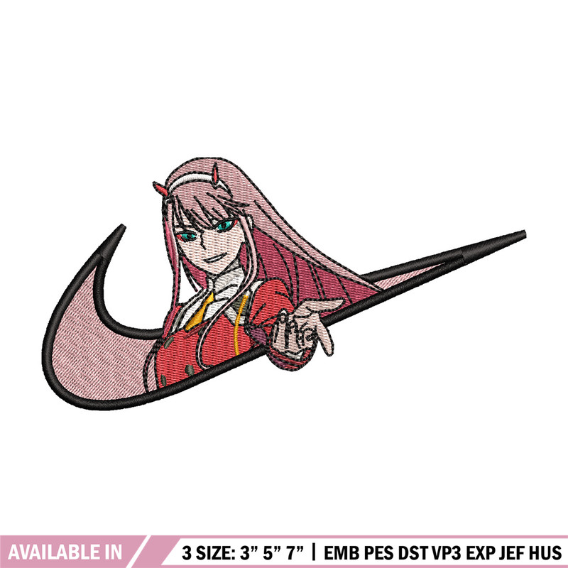 Code 002 nike embroidery design, Zero two embroidery, Anime design, Embroidery shirt, Embroidery file, Digital download.jpg