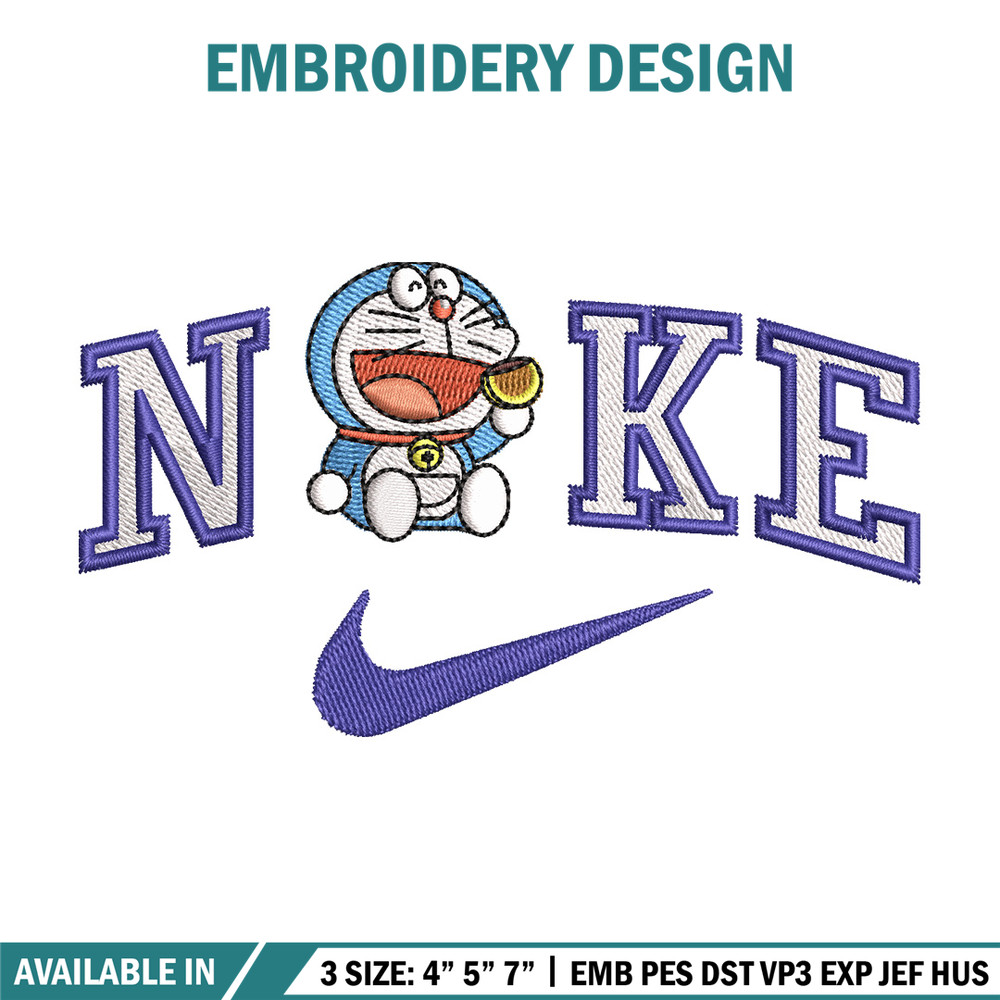 Nike doraemon embroidery design, Doraemon embroidery, Emb design, Embroidery shirt, Embroidery file, Digital download.jpg