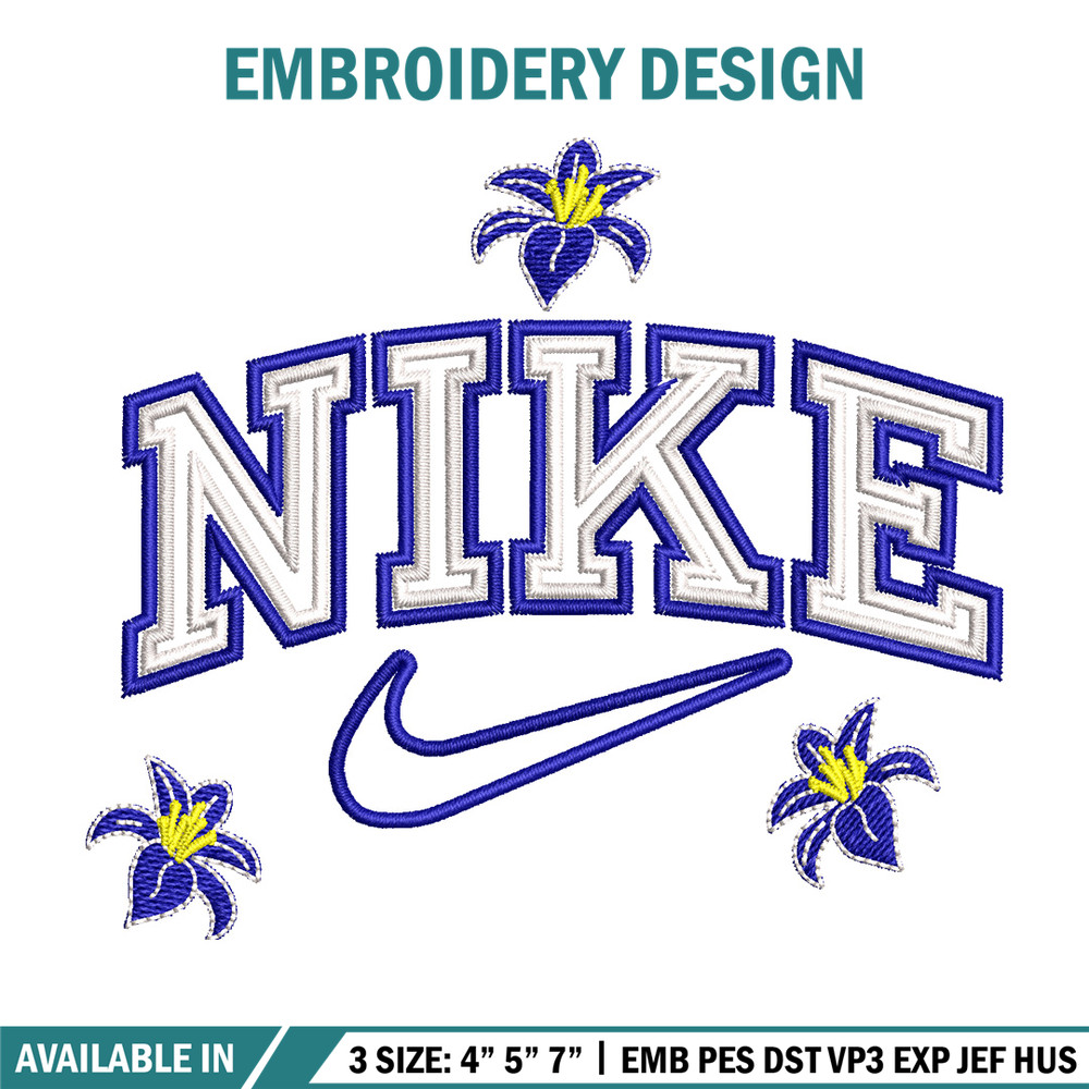 Nike flower embroidery design, Flower embroidery, Nike design, Embroidery shirt, Embroidery file, Digital download.jpg