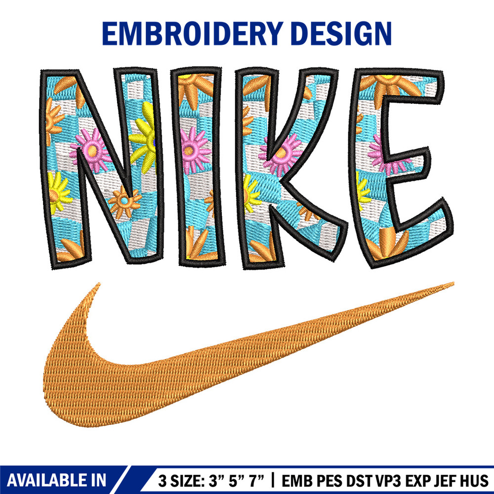 Nike flower embroidery design, Flower embroidery, Nike design, Embroidery shirt, Embroidery file,Digital download.jpg