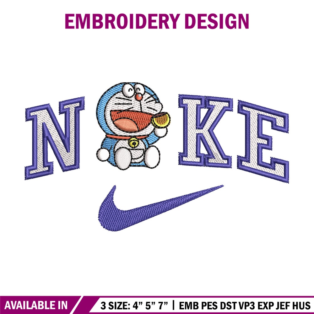 Nike doraemon embroidery design, Doraemon embroidery, Emb design, Embroidery shirt, Embroidery file, Digital download.jpg