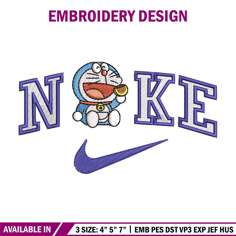 Nike doraemon embroidery design, Doraemon embroidery, Emb design, Embroidery shirt, Embroidery file, Digital download.jpg
