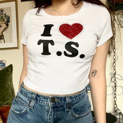 i love ts concert crop top baby tee y2k inspired,  tour tee shirt