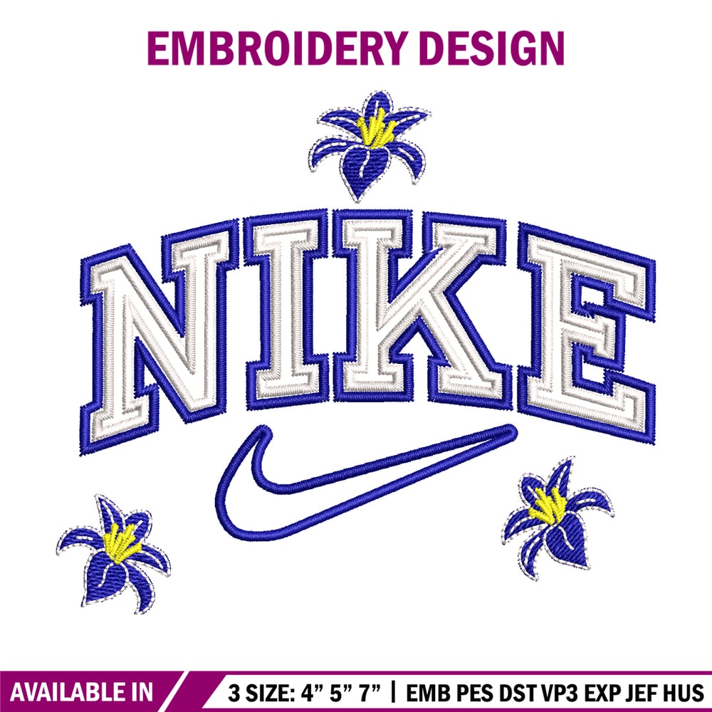 Nike flower embroidery design, Flower embroidery, Nike design, Embroidery shirt, Embroidery file, Digital download.jpg