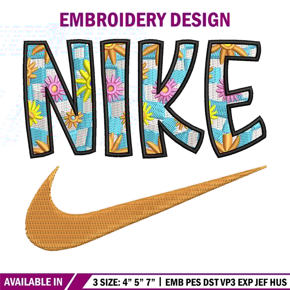 Nike flower embroidery design, Flower embroidery, Nike design, Embroidery shirt, Embroidery file,Digital download.jpg