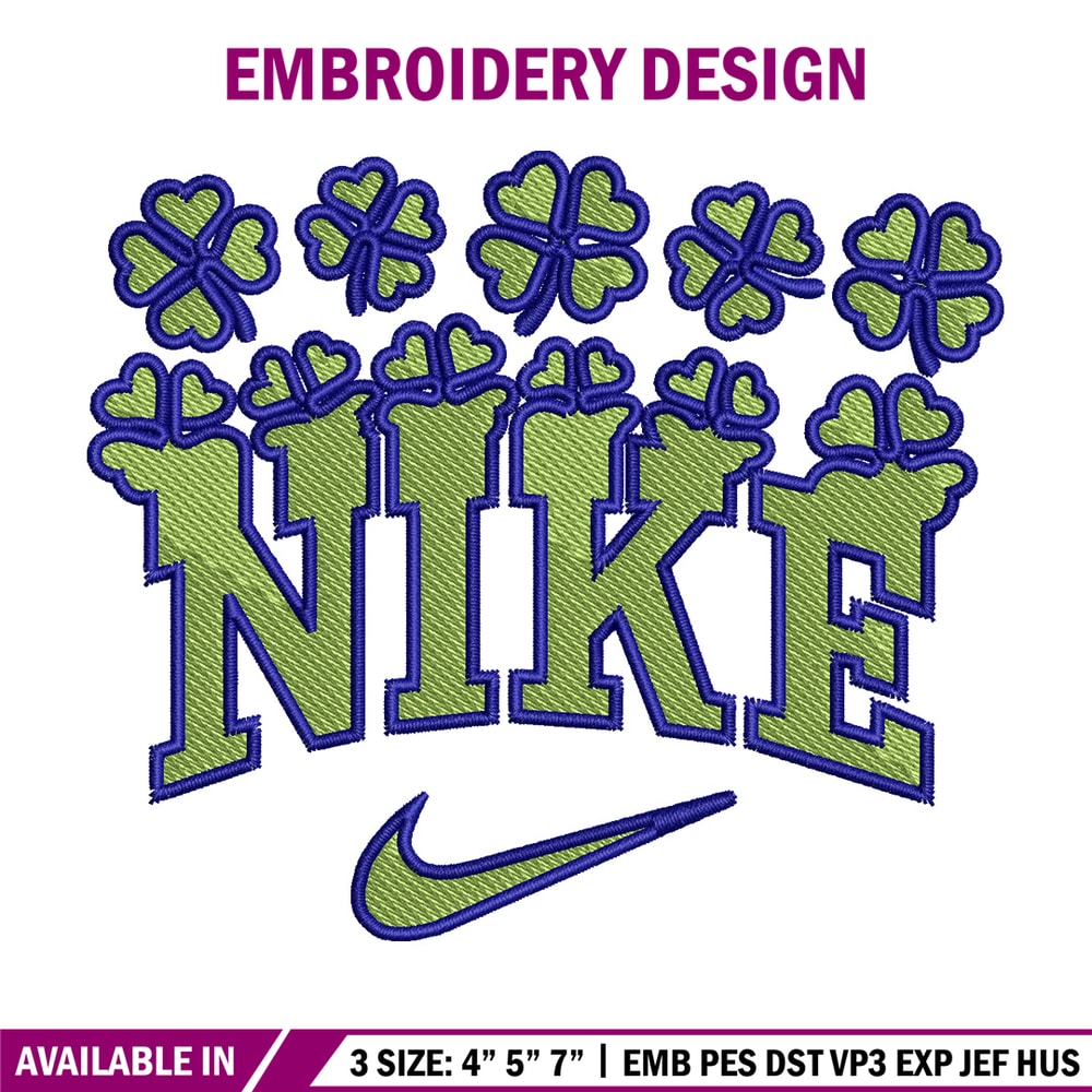Nike flower green embroidery design, Flower embroidery, Nike design, Embroidery shirt, Embroidery file, Digital download.jpg