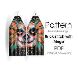Halloween earrings pattern - Brick stitch - seed bead pattern - bead weaving - instant download - los muertos