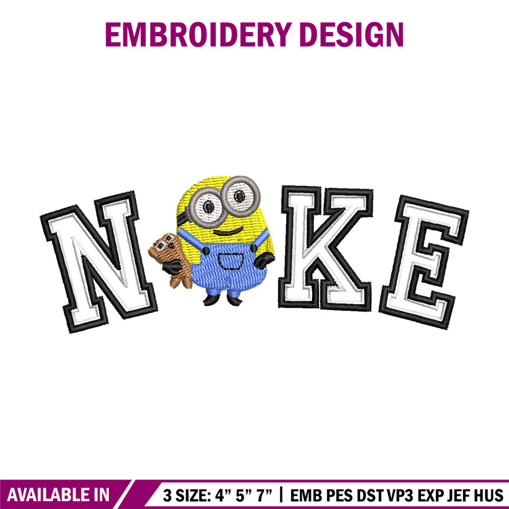 Nike minion embroidery design, Minion embroidery, Nike design, Embroidery shirt, Embroidery file, Digital download.jpg