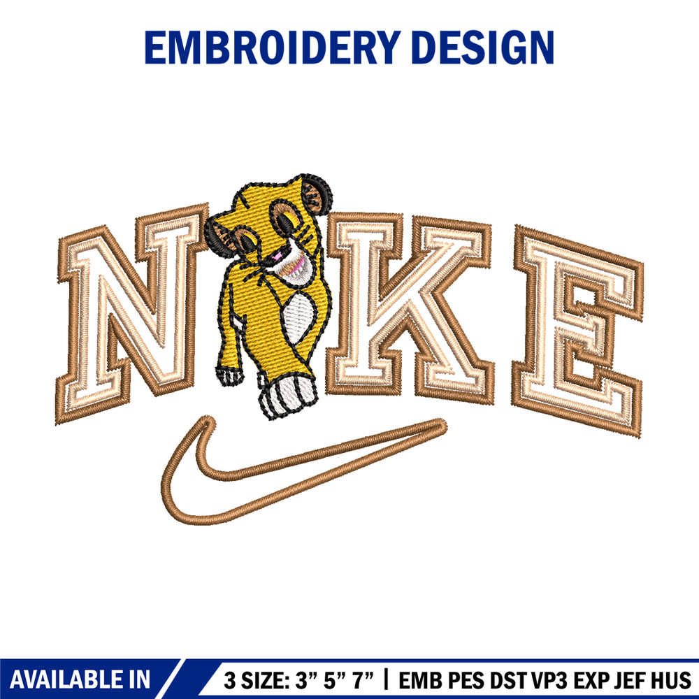Nike lion child embroidery design, Lion king embroidery,Nike design, Embroidery shirt, Embroidery file, Digital download.jpg