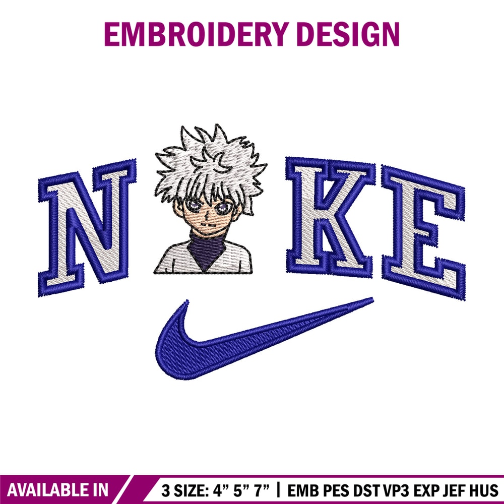 Nike Killua embroidery design, HxH embroidery, Nike design, Embroidery shirt, Embroidery file, Digital download.jpg