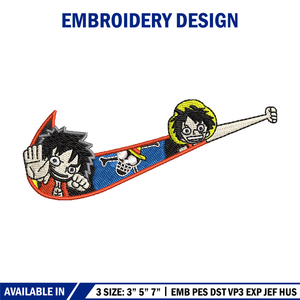 Nike luffy embroidery design, Nike embroidery, Anime design, Embroidery shirt, Embroidery file, Digital download.jpg
