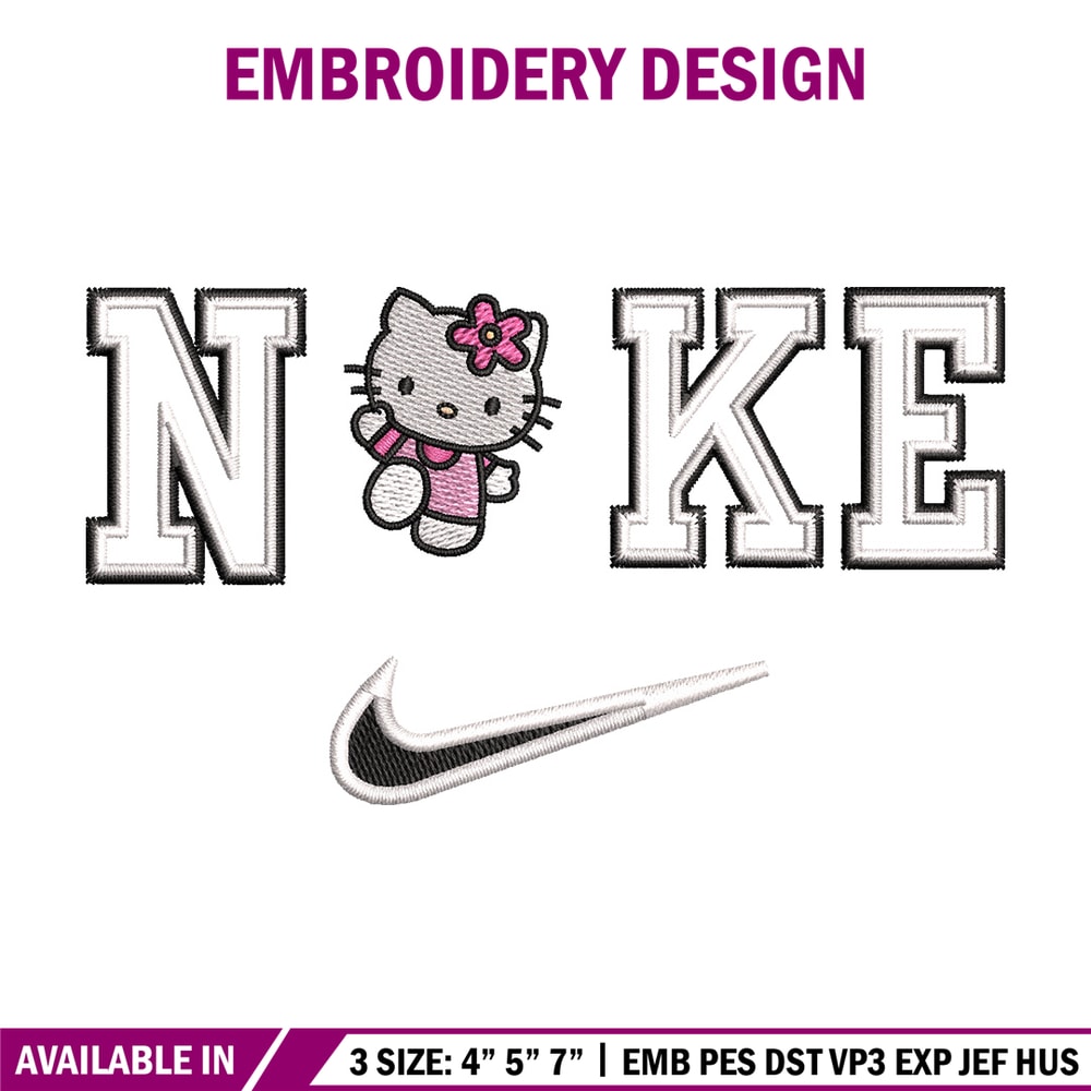 Nike kitty embroidery design, Hello kitty embroidery, Emb design, Embroidery shirt, Embroidery file, Digital download.jpg