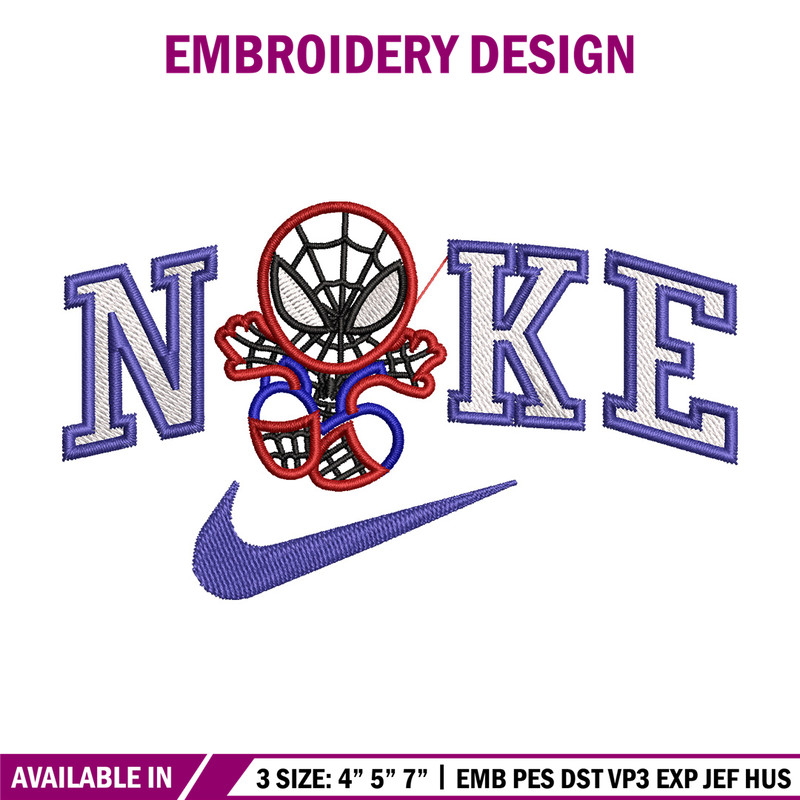 Nike spiderman embroidery design, Marvel embroidery, Nike design, Embroidery file,Embroidery shirt, Digital download.jpg