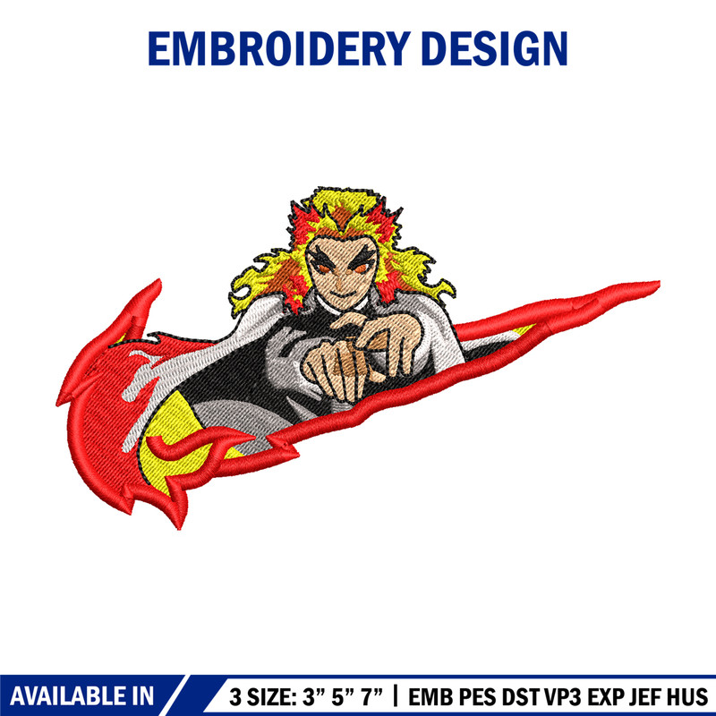 Nike Rengoku embroidery design, Kimetsu no Yaiba embroidery, Nike design, anime design, anime shirt, Digital download.jpg