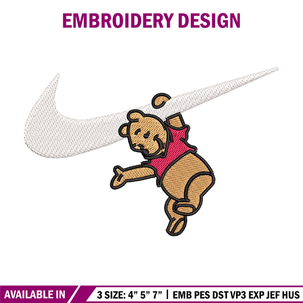 Nike pooh embroidery design, Disney pooh embroidery, Nike design, Embroidery shirt, Embroidery file, Digital download.jpg