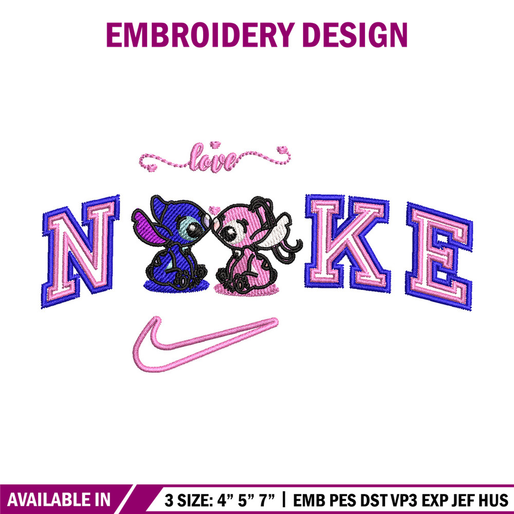 Nike stitch couple embroidery design, Stitch embroidery, Nike design, Embroidery file,Embroidery shirt, Digital download.jpg