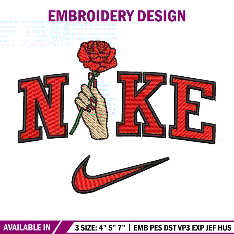 Nike red rose embroidery design, Nike embroidery, Embroidery file, Embroidery shirt, Emb design, Digital download.jpg