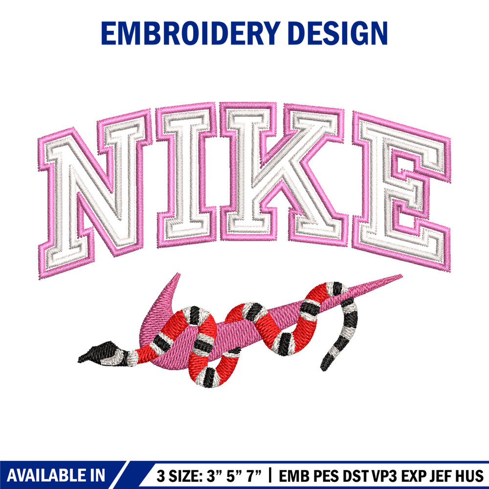 Nike snake embroidery design, Snake embroidery, Nike design, Embroidery shirt, Embroidery file, Digital download.jpg
