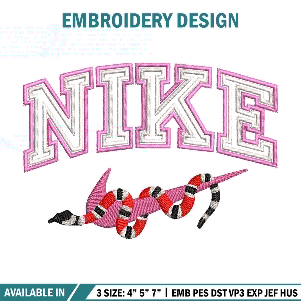 Nike snake embroidery design, Snake embroidery, Nike design, Embroidery shirt, Embroidery file, Digital download.jpg