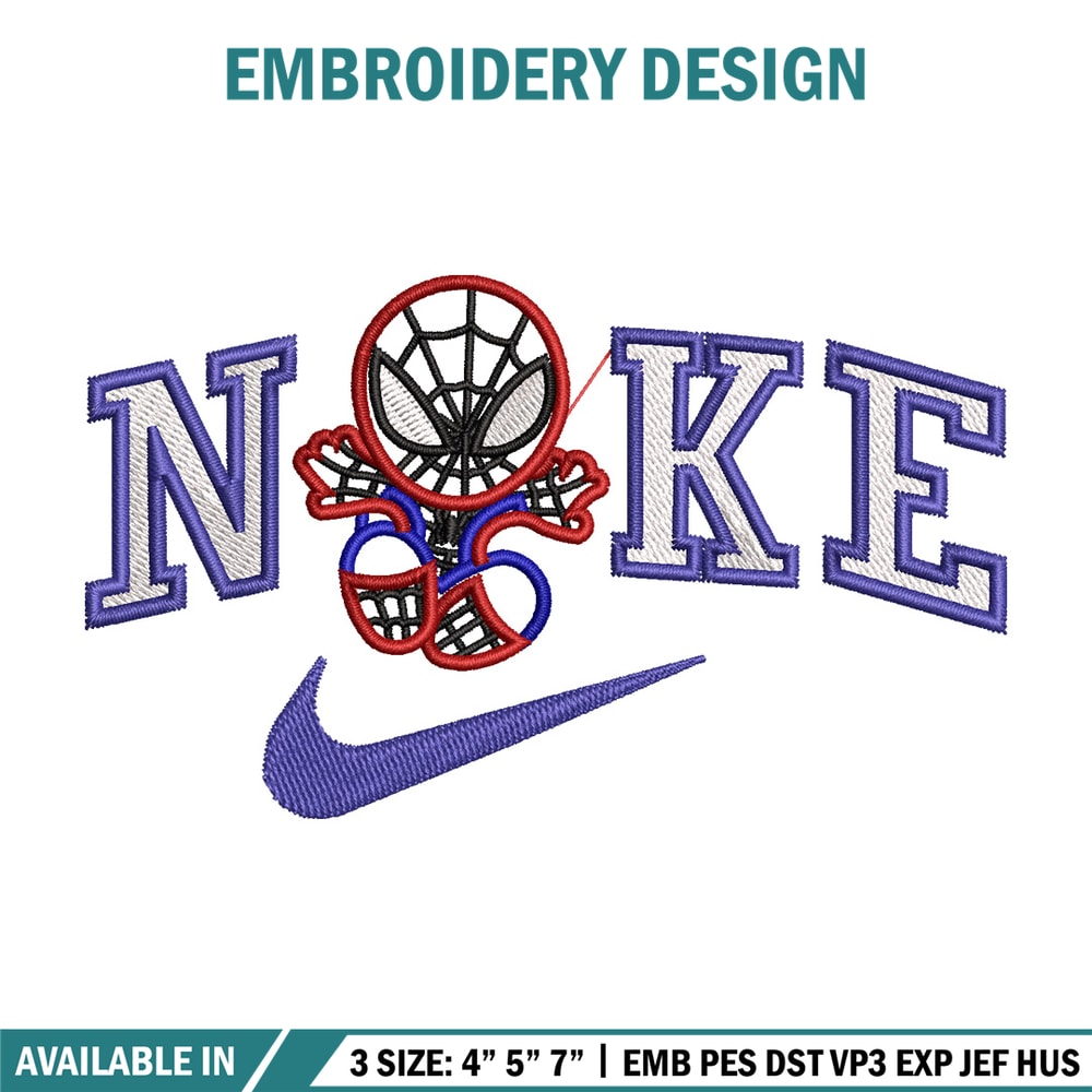 Nike spiderman embroidery design, Marvel embroidery, Nike design, Embroidery file,Embroidery shirt, Digital download.jpg