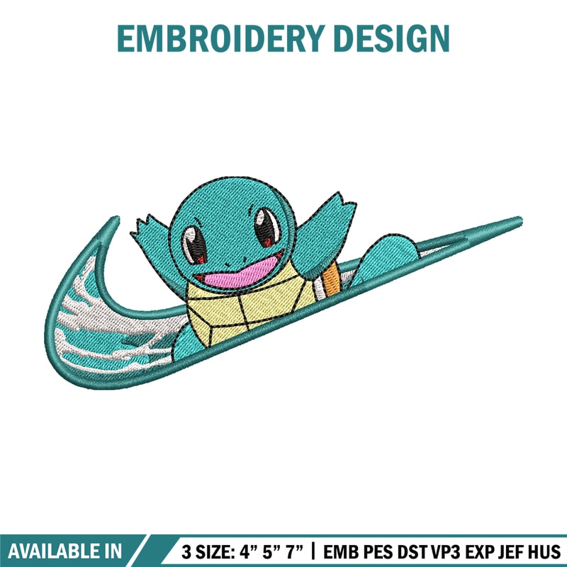 Nike Squirtle embroidery design, Pokemon embroidery, Nike design, anime design, anime shirt, Digital download.jpg