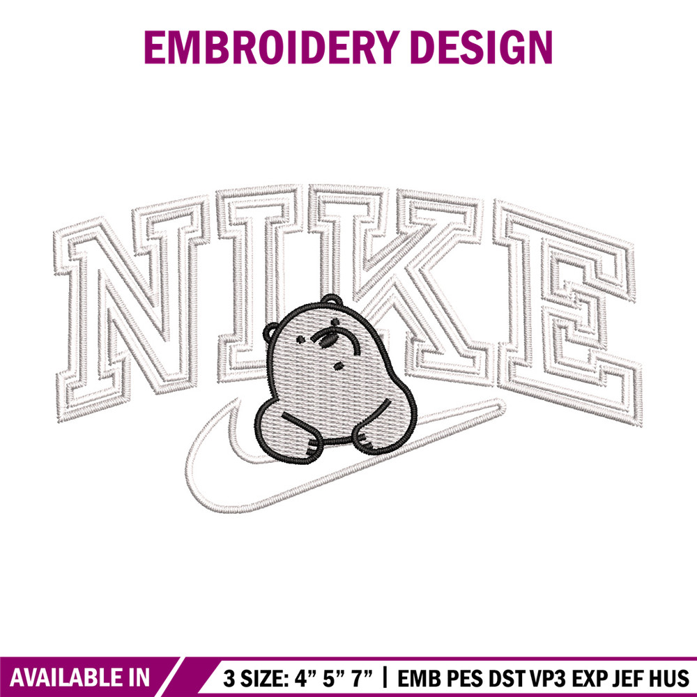 Nike white bear embroidery design, Cartoon embroidery, Nike design, Embroidery shirt, Embroidery file,Digital download.jpg