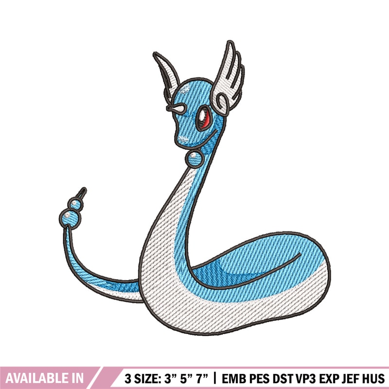 Dragonair embroidery design, Pokemon embroidery, Anime design, Embroidery shirt, Embroidery file, Digital download.jpg