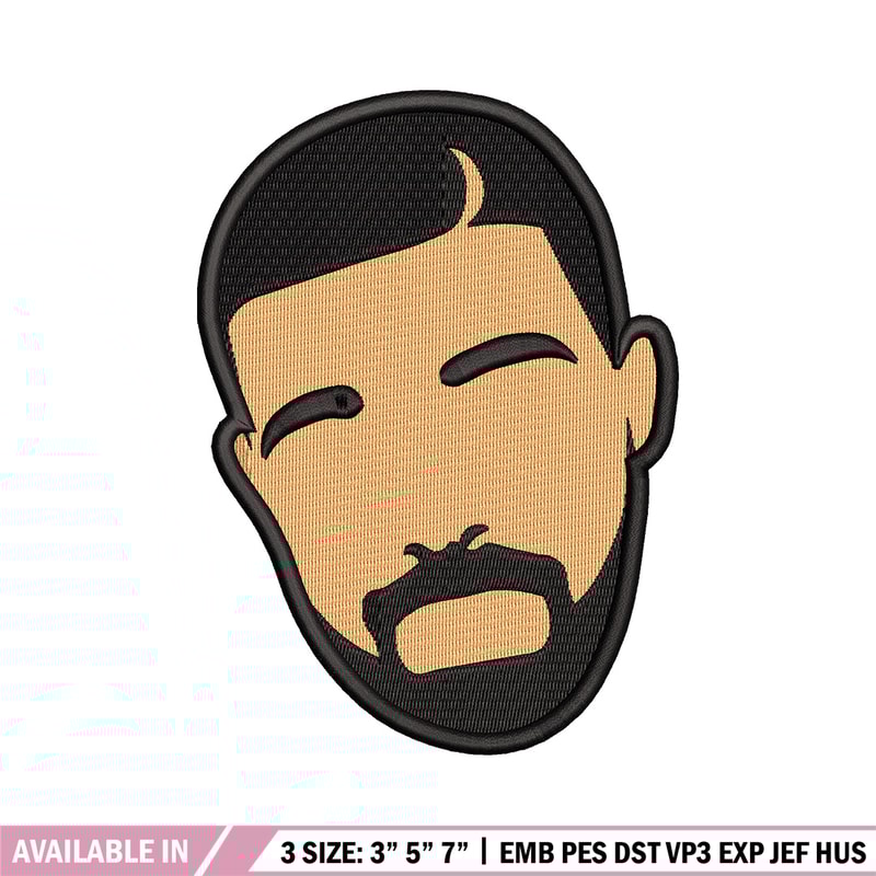 Drake face embroidery design, Drake embroidery, Embroidery file, Embroidery shirt, Emb design,Digital download.jpg