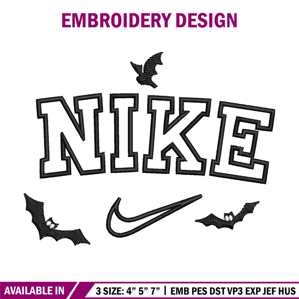Nike x bat embroidery design, Bat embroidery, Nike design, Embroidery shirt, Embroidery file,Digital download.jpg