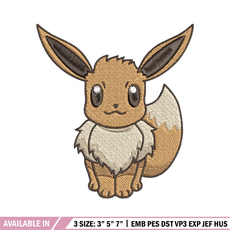 Eevee embroidery design, Pokemon embroidery, Anime design, Embroidery file, Digital download, Embroidery shirt.jpg
